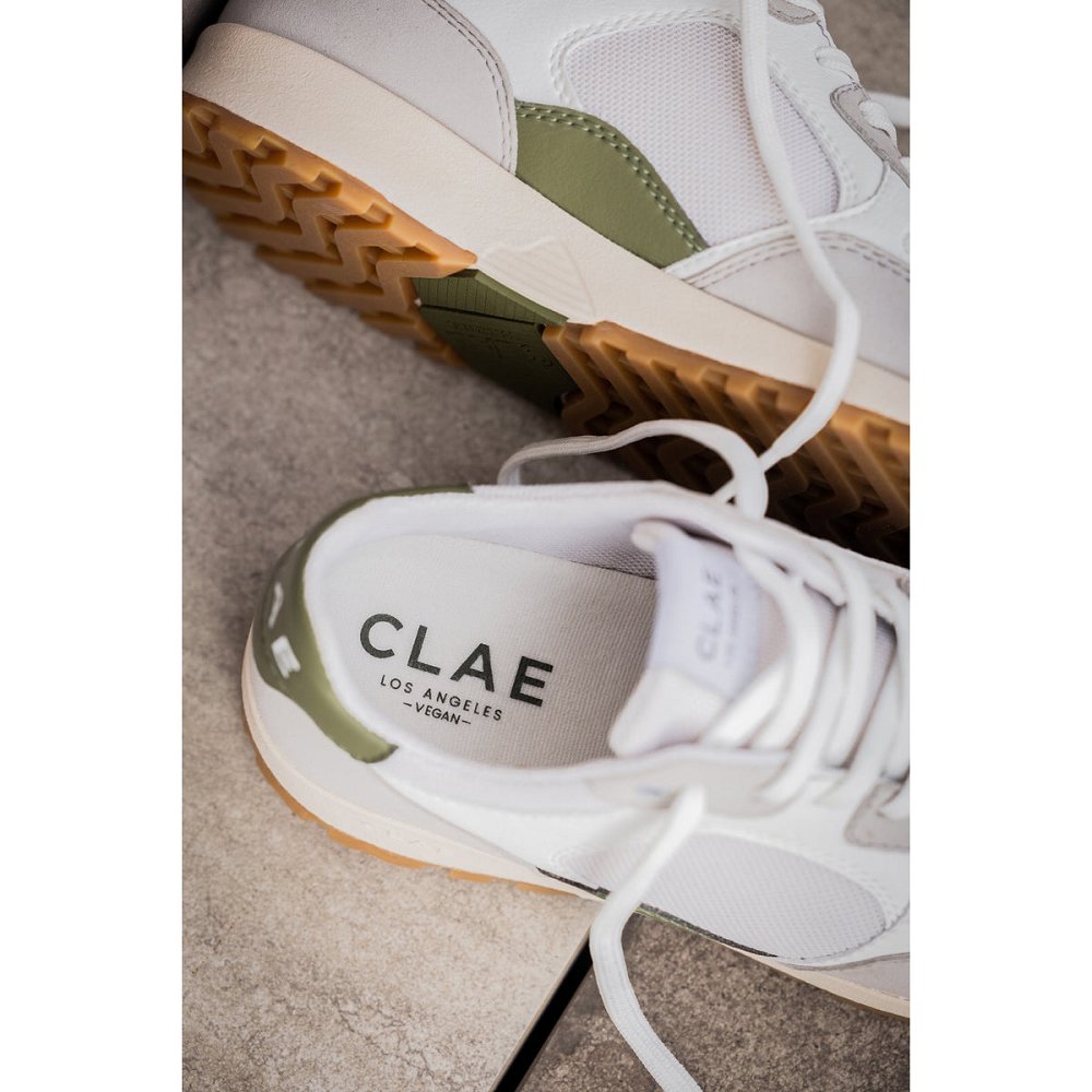 Basket CLAE Femme Microchip White Olive - france WYE-01396777