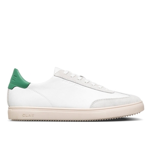 Chaussure CLAE Homme White Leather Pine Green - france CWZ-86289499