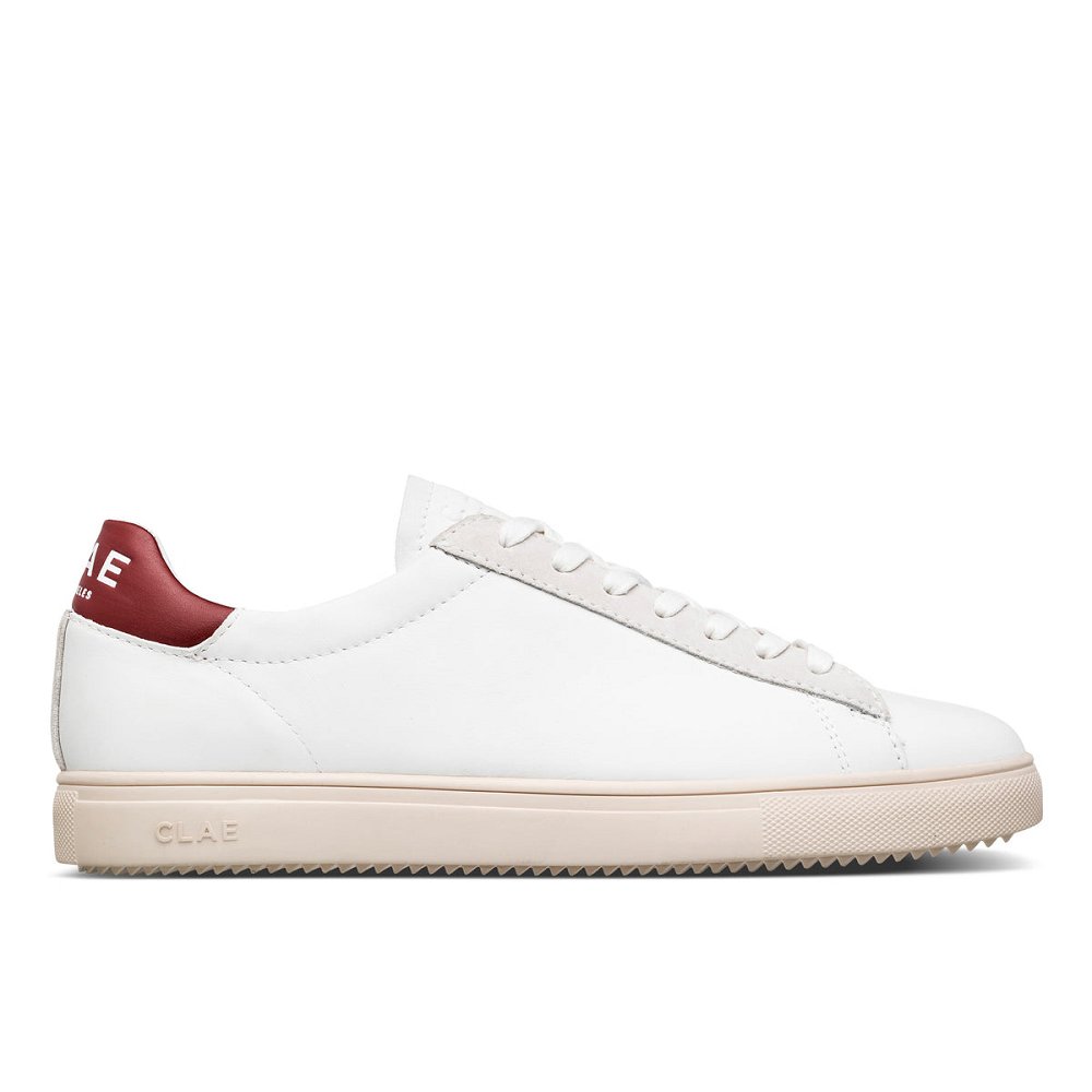 Chaussure CLAE Homme White Leather Red Ochre - france ONY-41187877