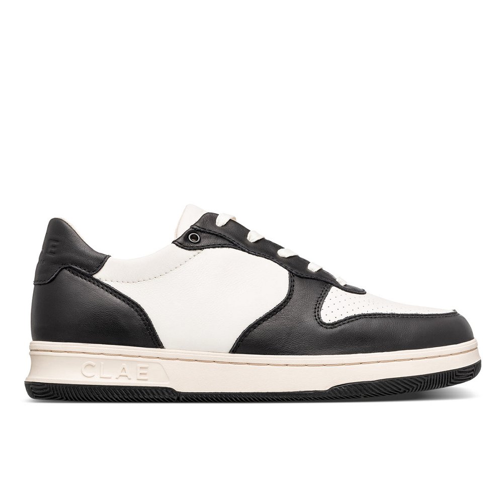 Chaussure CLAE Homme Black Leather Off White - france KVR-01196861