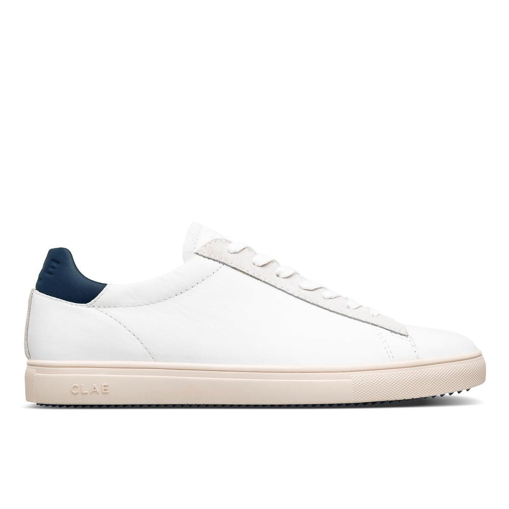 Chaussure CLAE Homme White Leather Navy - france NAY-32388047