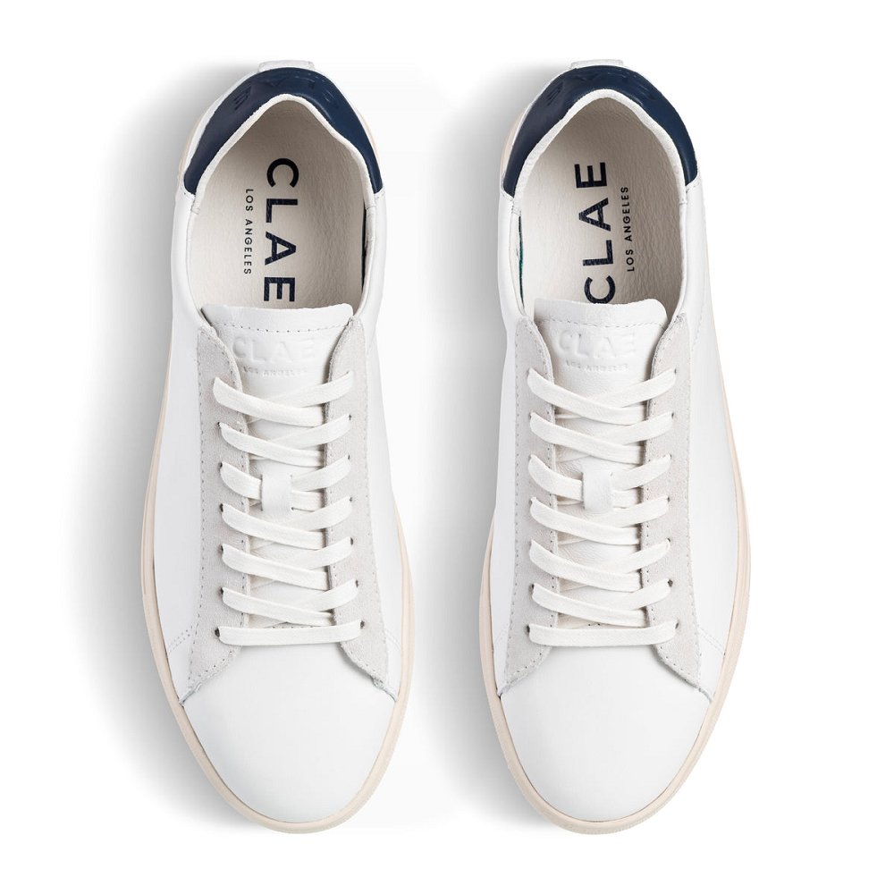 Chaussure CLAE Homme White Leather Navy - france NAY-32388047