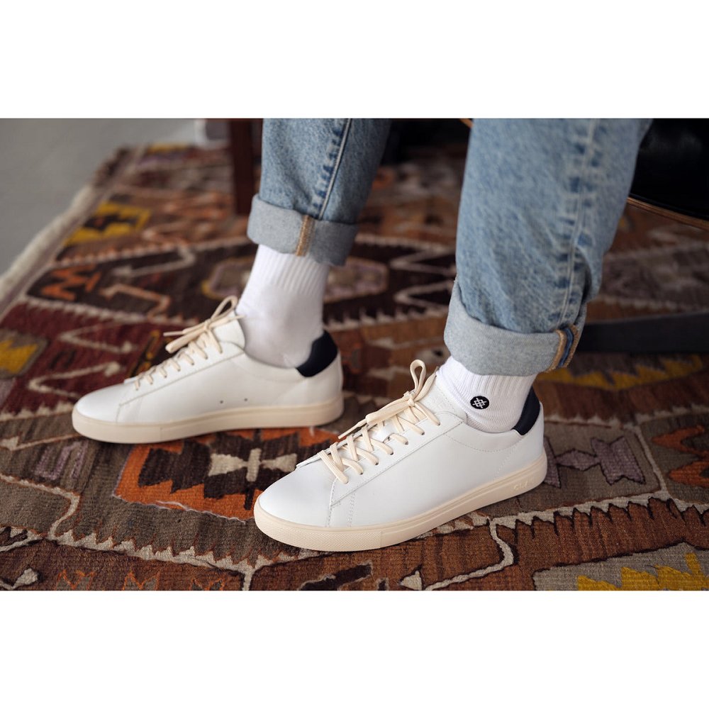 Chaussure CLAE Homme White Leather - france UUX-83093479