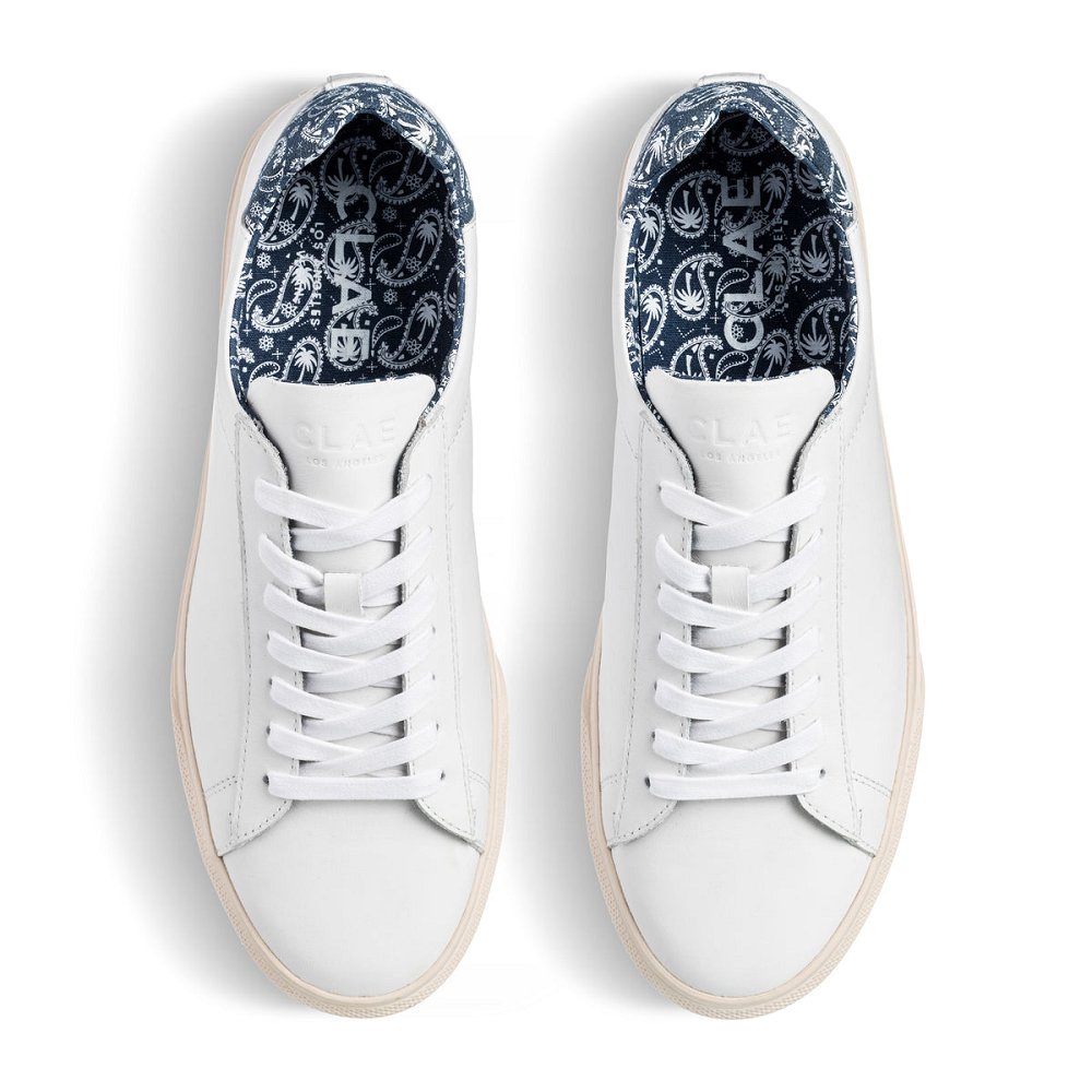 Chaussure CLAE Homme White Leather Ocean Paisley - france DUZ-84053935