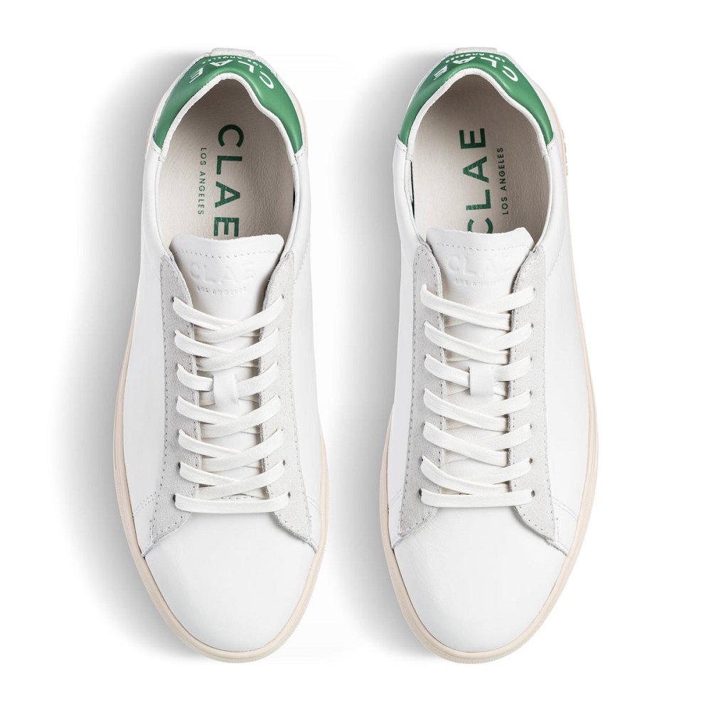 Chaussure CLAE Homme White Leather Loden Green - france WKT-22285686