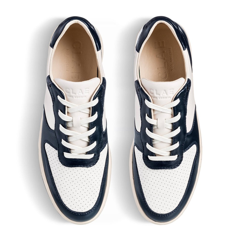 Chaussure CLAE Homme Navy Leather Off White - france UVV-01245160