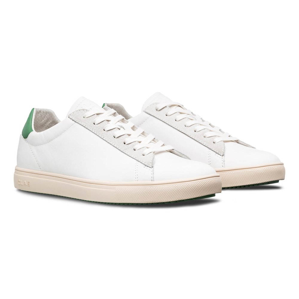 Chaussure CLAE Homme White Leather Loden Green - france WKT-22285686