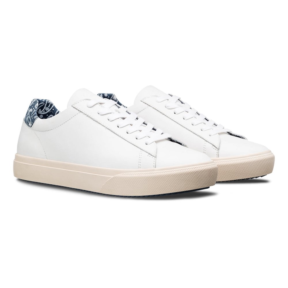 Chaussure CLAE Homme White Leather Ocean Paisley - france DUZ-84053935