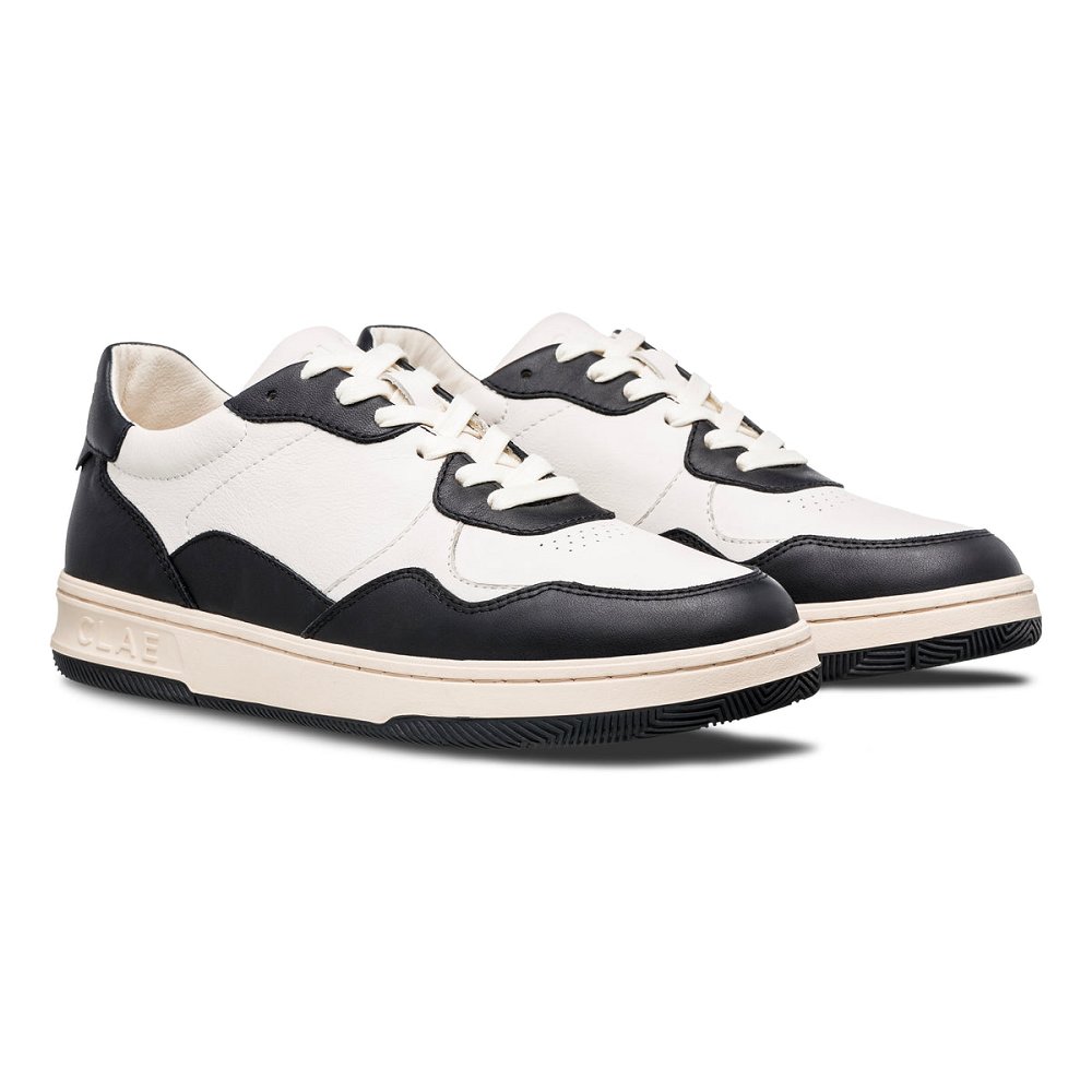 Chaussure CLAE Homme Black Leather Off White - france GSM-64823016