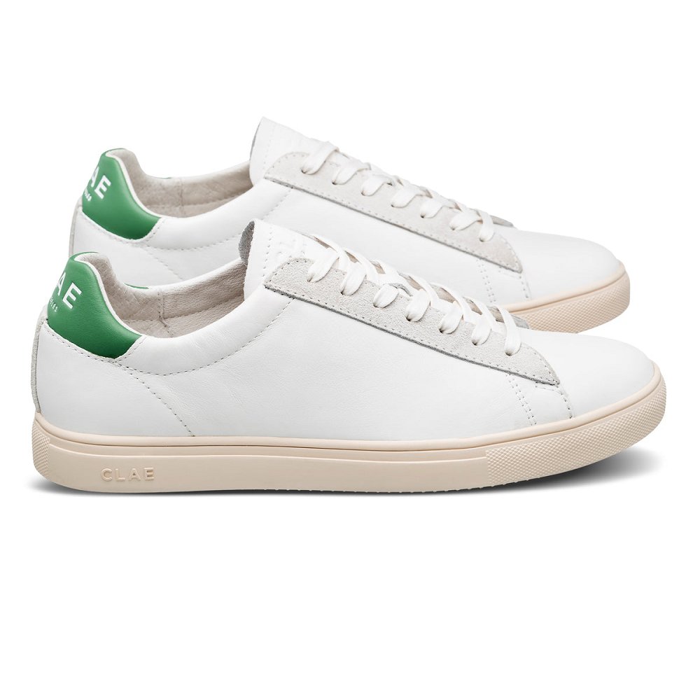 Chaussure CLAE Homme White Leather Loden Green - france WKT-22285686