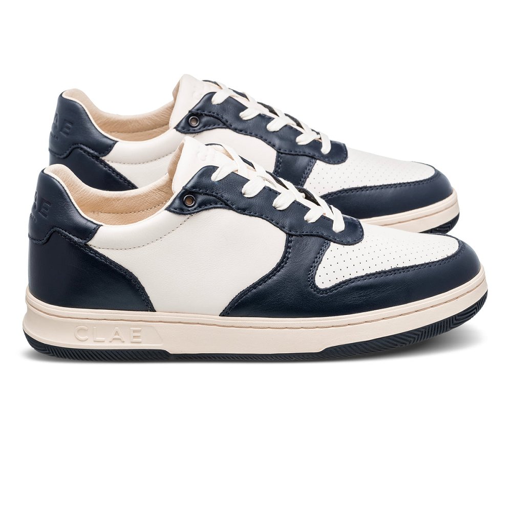 Chaussure CLAE Homme Navy Leather Off White - france UVV-01245160