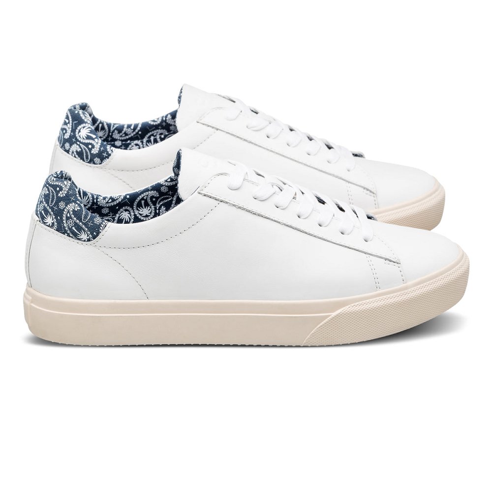 Chaussure CLAE Homme White Leather Ocean Paisley - france DUZ-84053935