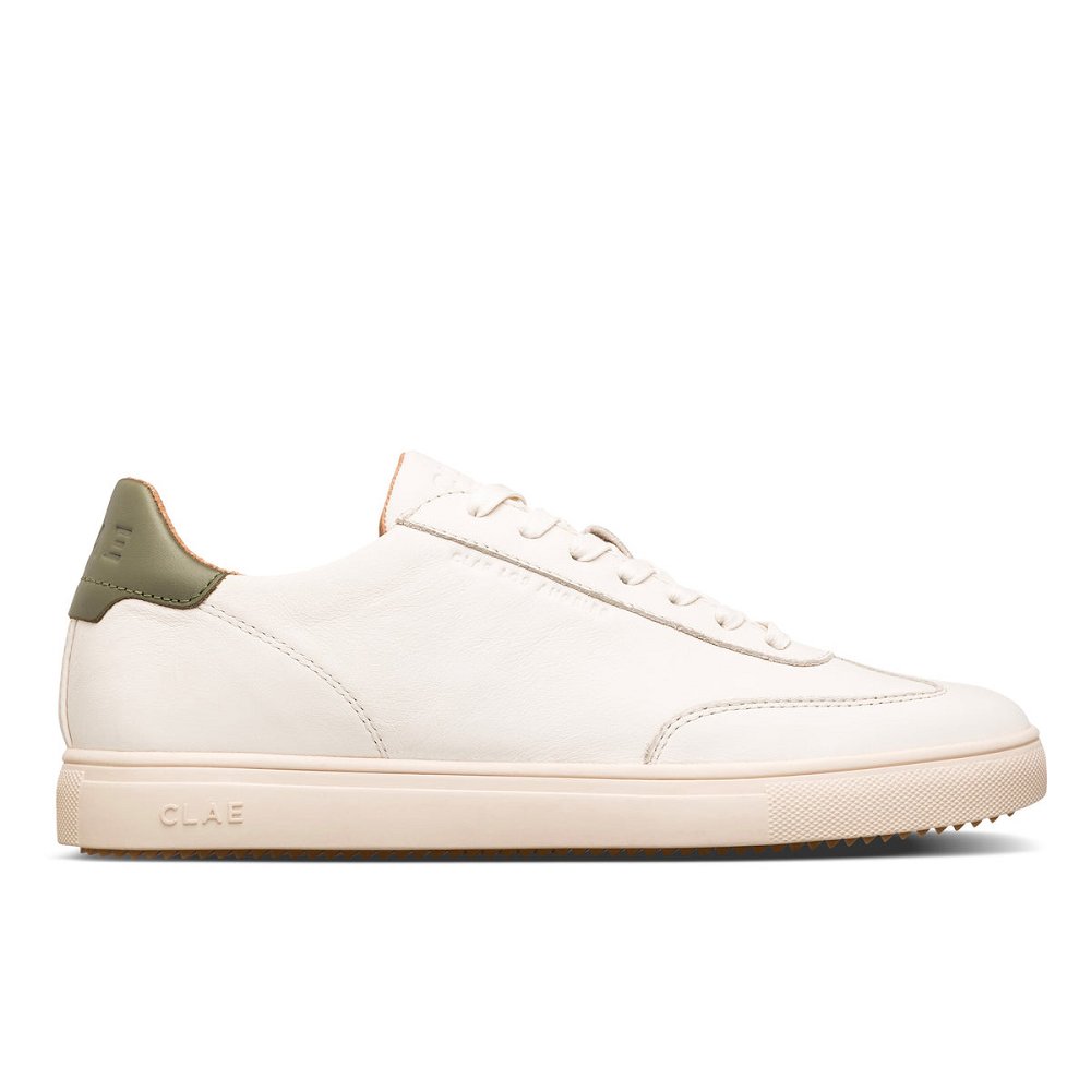 Chaussure CLAE Homme Off White Leather Olive - france EBI-57349232