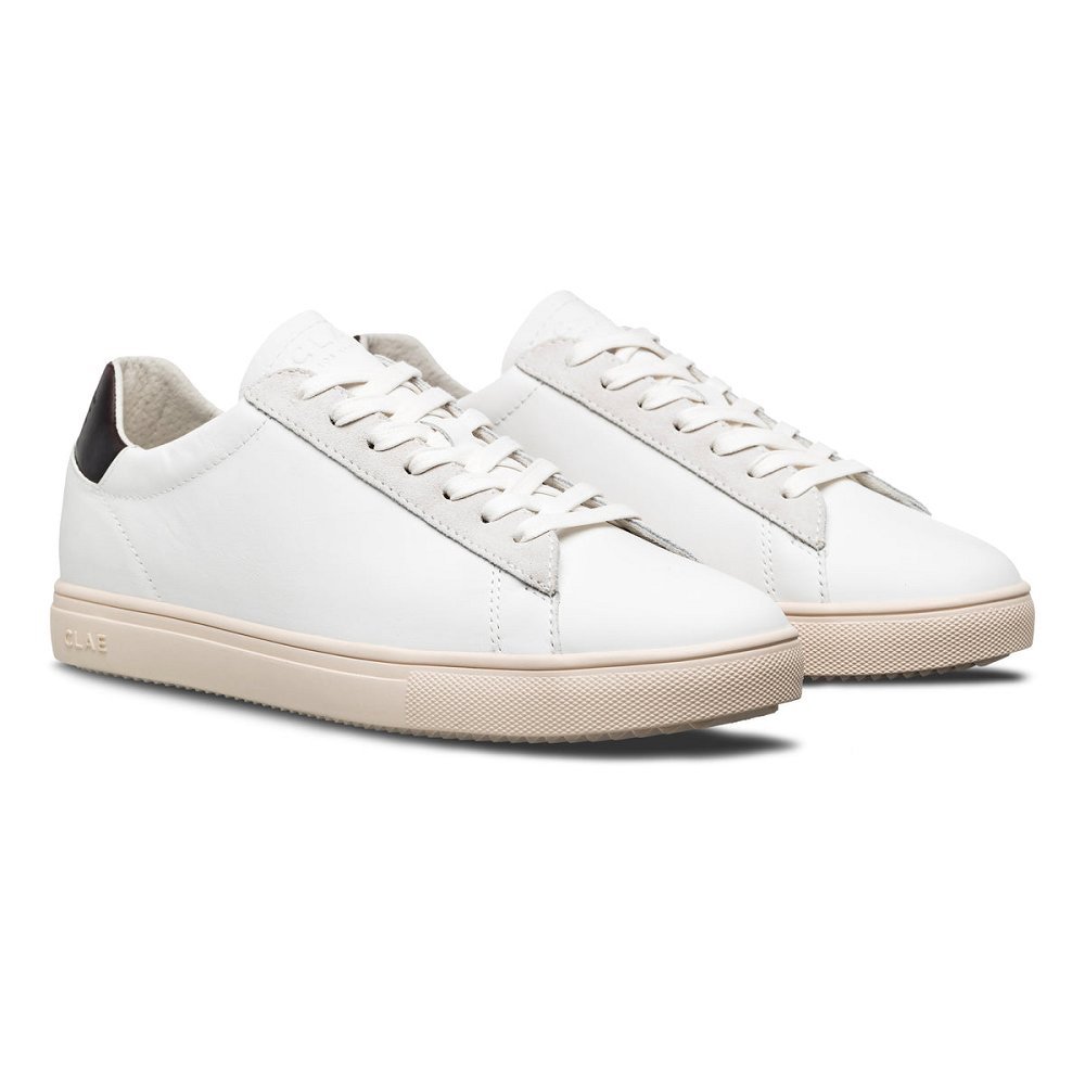 Chaussure CLAE Homme White Leather Walrus Brown - france EJO-91318737