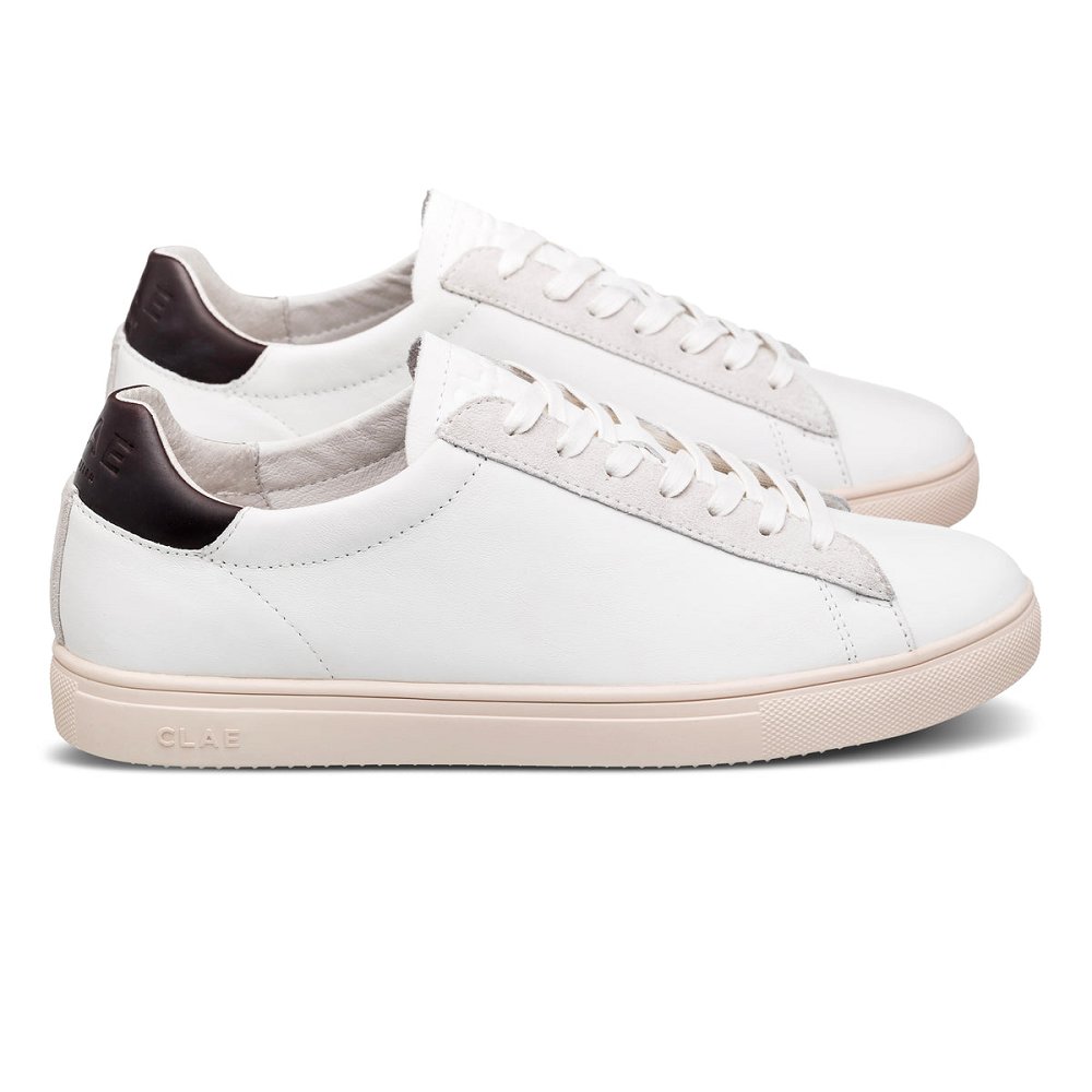 Chaussure CLAE Homme White Leather Walrus Brown - france EJO-91318737