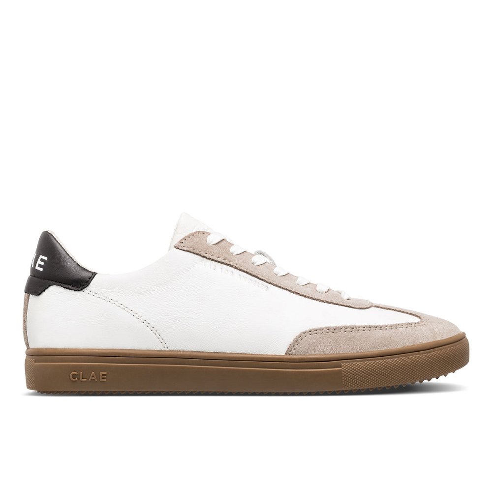 Chaussure CLAE Homme White Leather Grey Dark Gum - france KXL-59503771