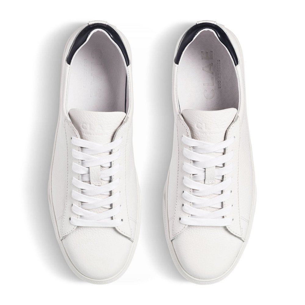 Chaussure CLAE Homme White Leather Navy - france MDJ-93453896