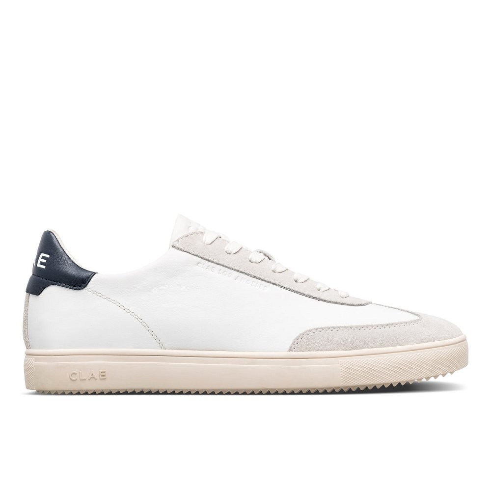 Chaussure CLAE Homme White Leather Navy - france IBS-06725019