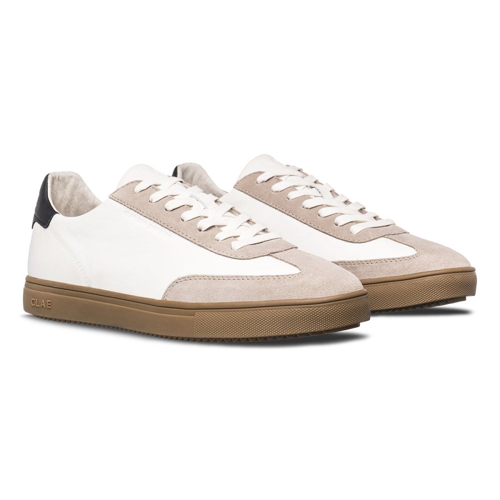 Chaussure CLAE Homme White Leather Grey Dark Gum - france KXL-59503771