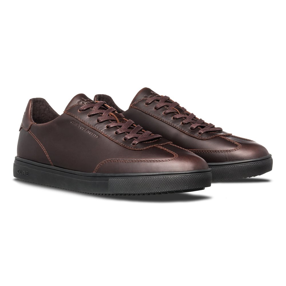 Chaussure CLAE Homme Walrus Brown Leather Black - france ZJG-90197330