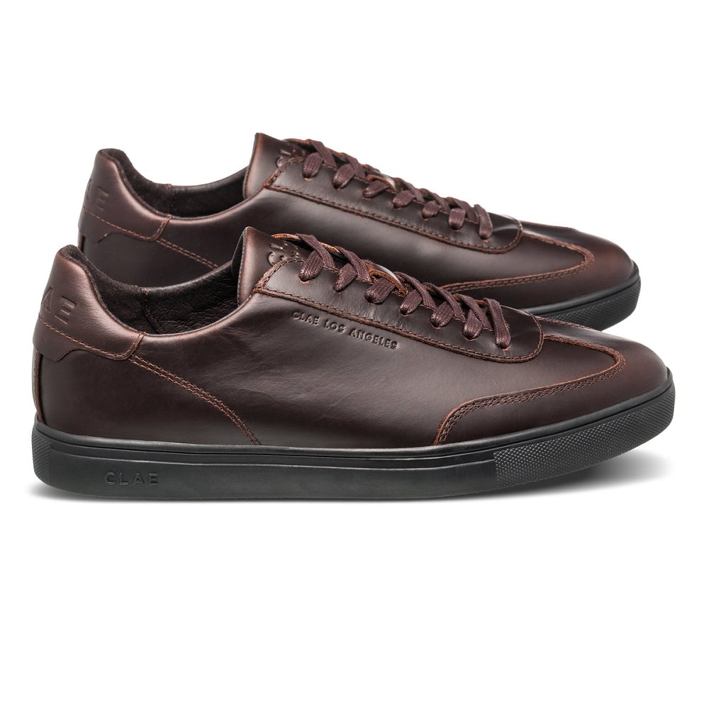 Chaussure CLAE Homme Walrus Brown Leather Black - france ZJG-90197330