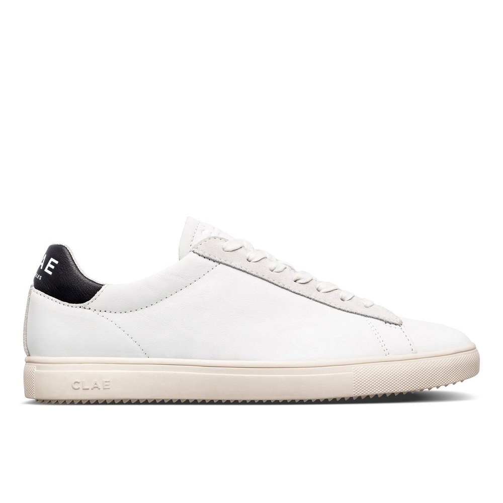 Chaussure CLAE Homme White Leather Black - france VOF-65513329