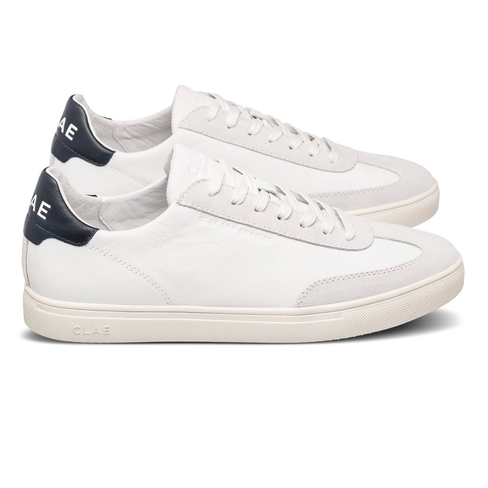 Chaussure CLAE Homme White Leather Navy - france IBS-06725019