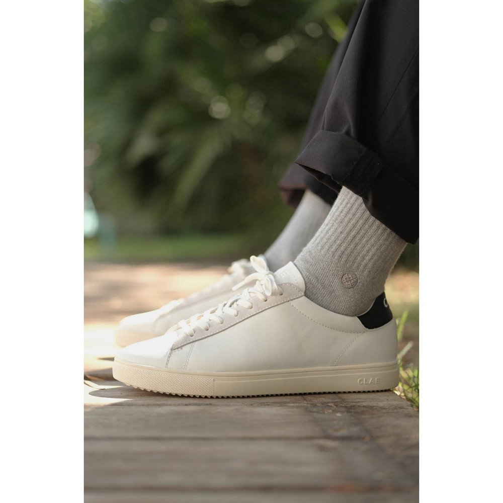 Chaussure CLAE Homme White Leather Black - france VOF-65513329