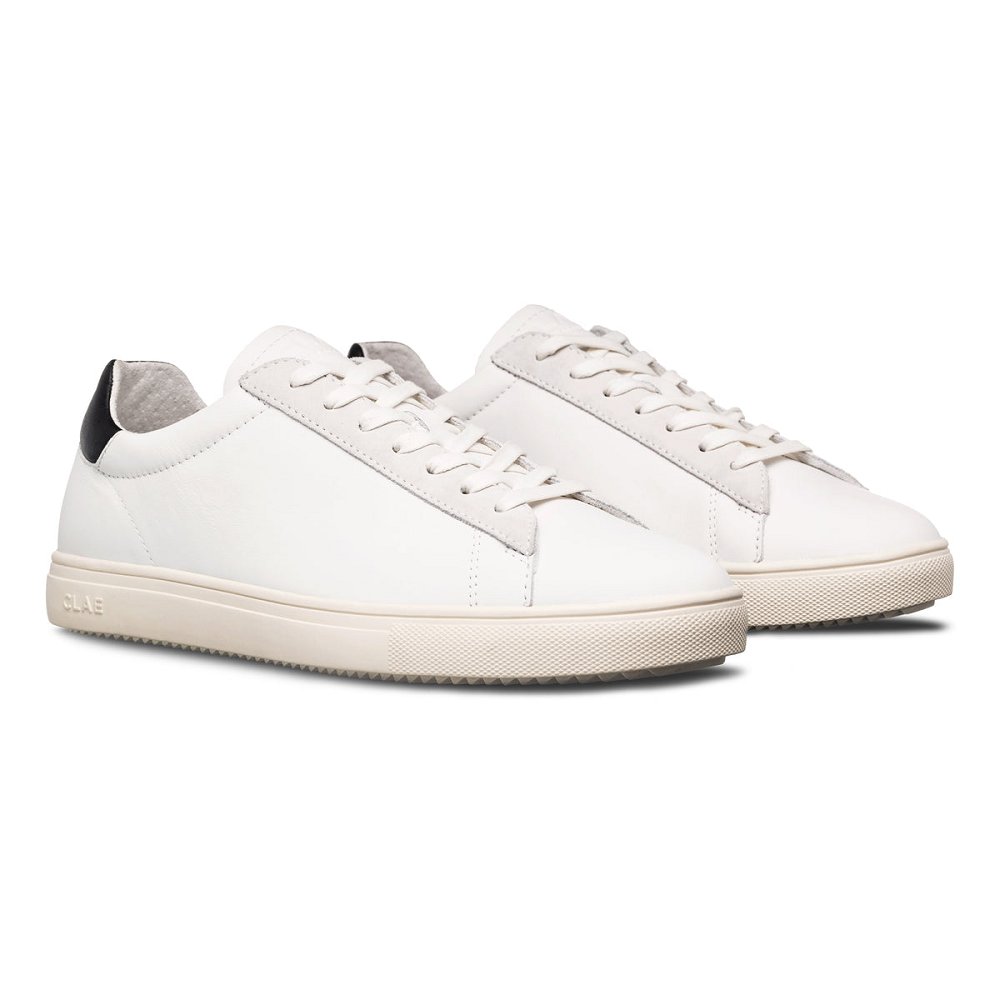 Chaussure CLAE Homme White Leather Black - france VOF-65513329