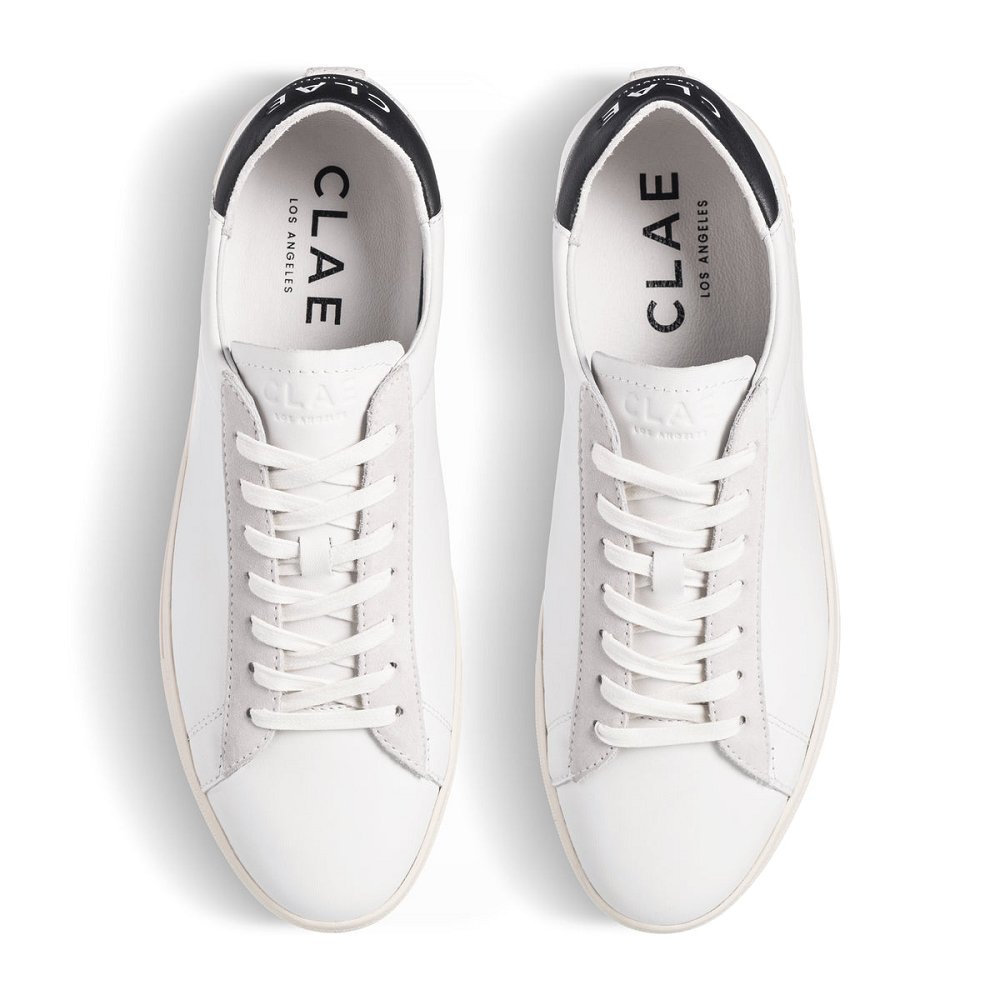 Chaussure CLAE Homme White Leather Black - france VOF-65513329