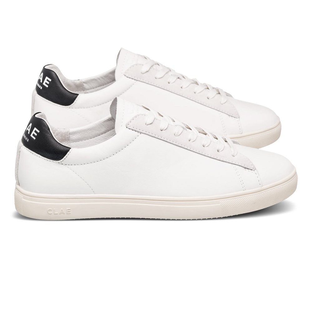 Chaussure CLAE Homme White Leather Black - france VOF-65513329