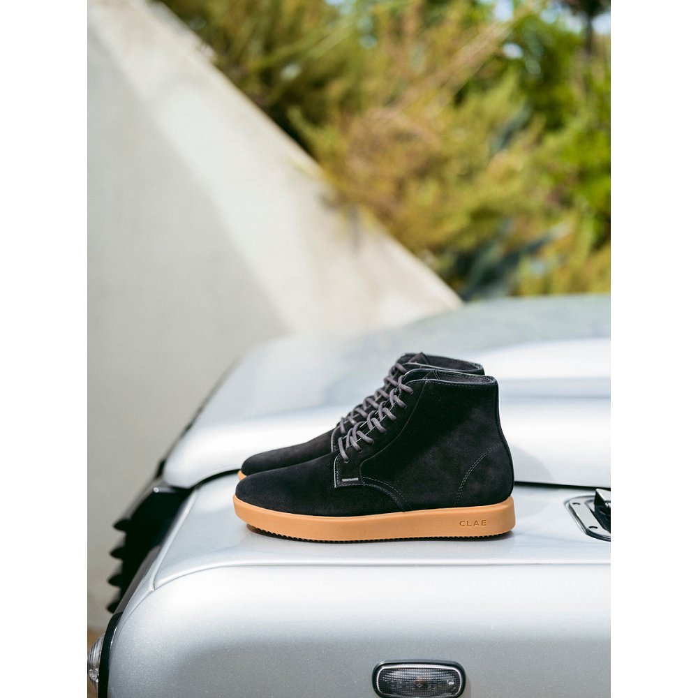 Chaussure CLAE Homme Black Suede Gum - france IWI-59704141