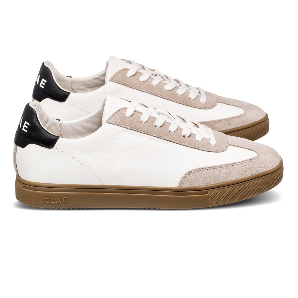 Chaussure CLAE Homme White Leather Grey Dark Gum - france KXL-59503771