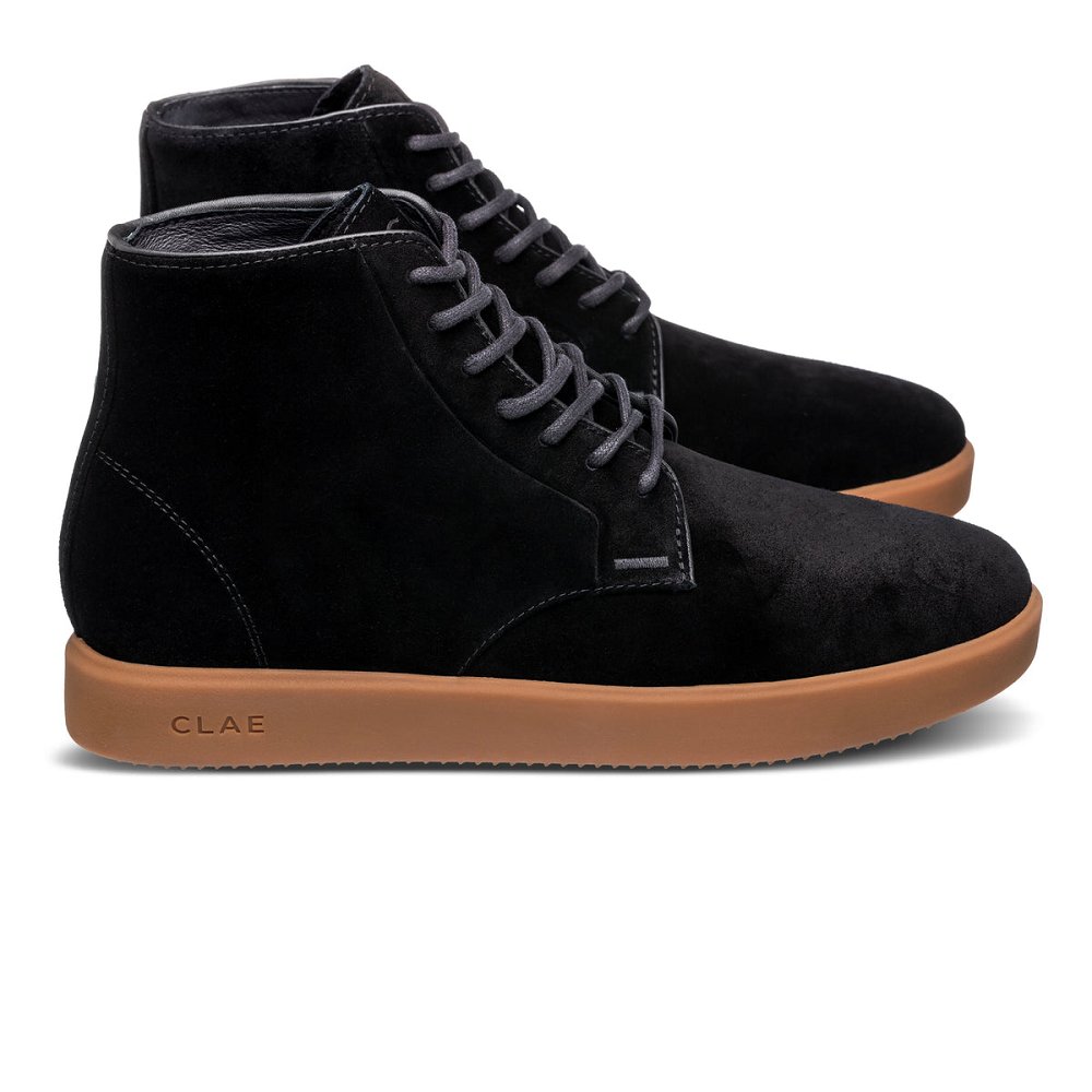 Chaussure CLAE Homme Black Suede Gum - france IWI-59704141