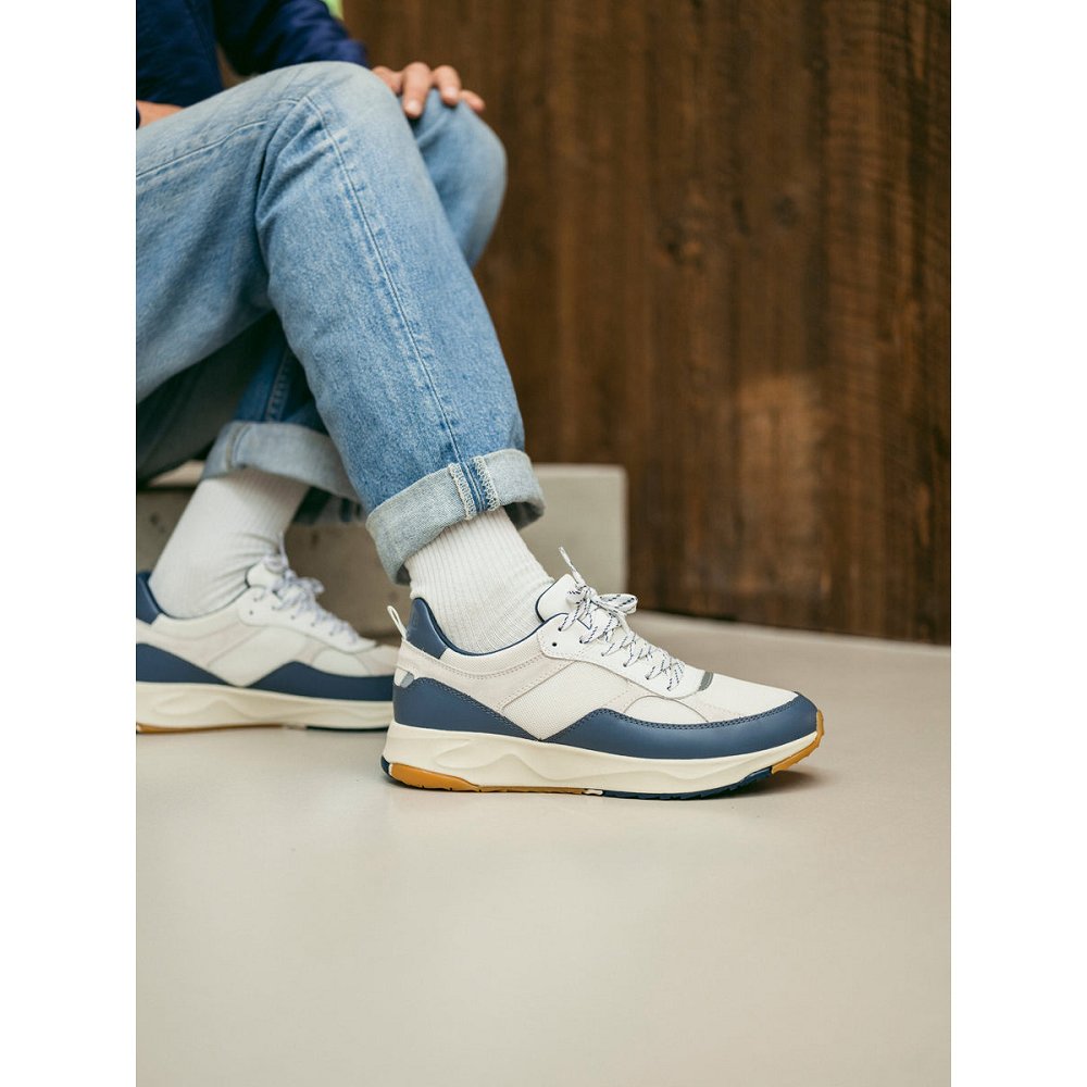 Basket CLAE Homme White Leather Ocean - france CRH-01471316