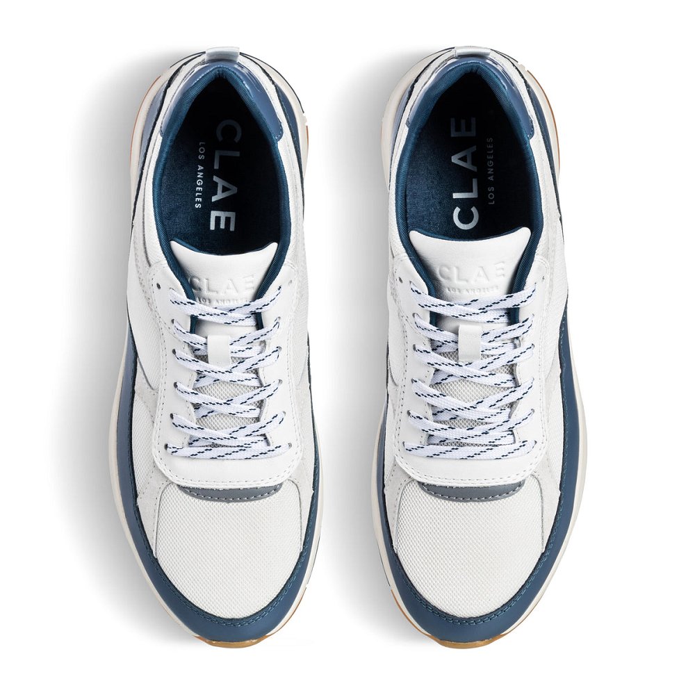 Basket CLAE Homme White Leather Ocean - france CRH-01471316