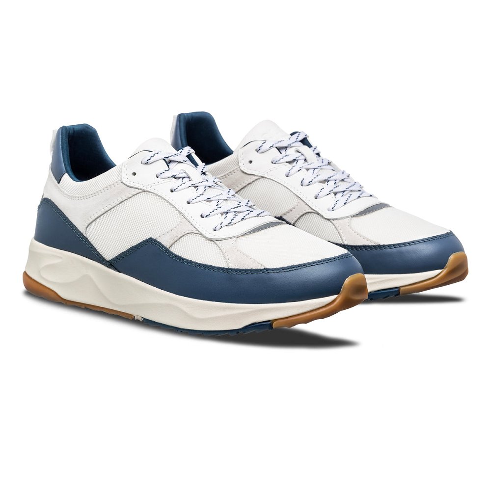 Basket CLAE Homme White Leather Ocean - france CRH-01471316