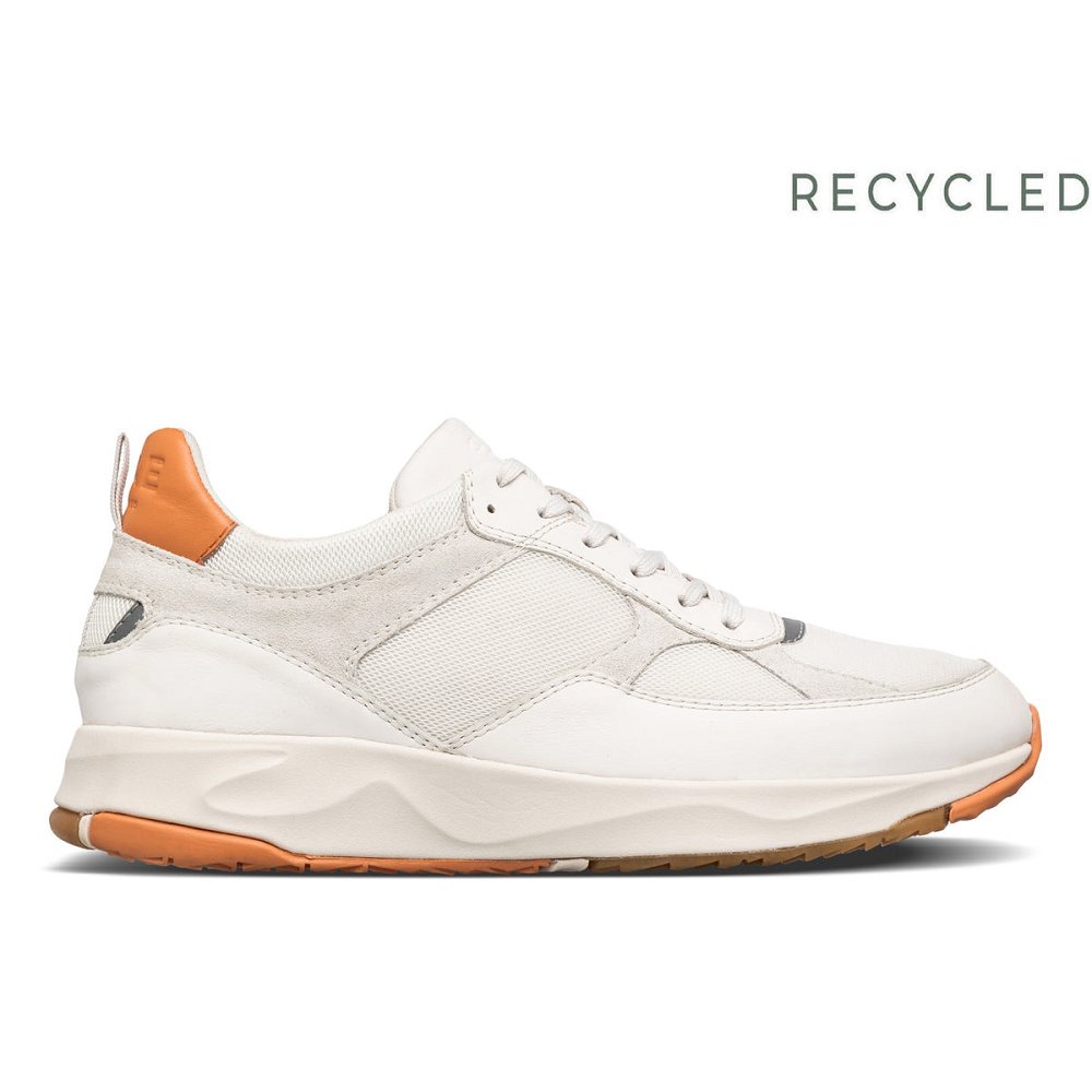 Basket CLAE Homme White Leather Tangerine - france AYS-37993187