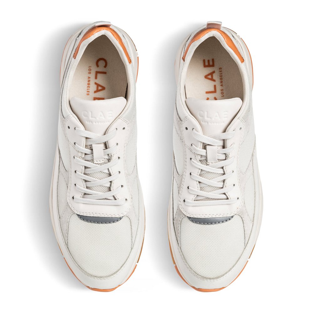 Basket CLAE Homme White Leather Tangerine - france AYS-37993187