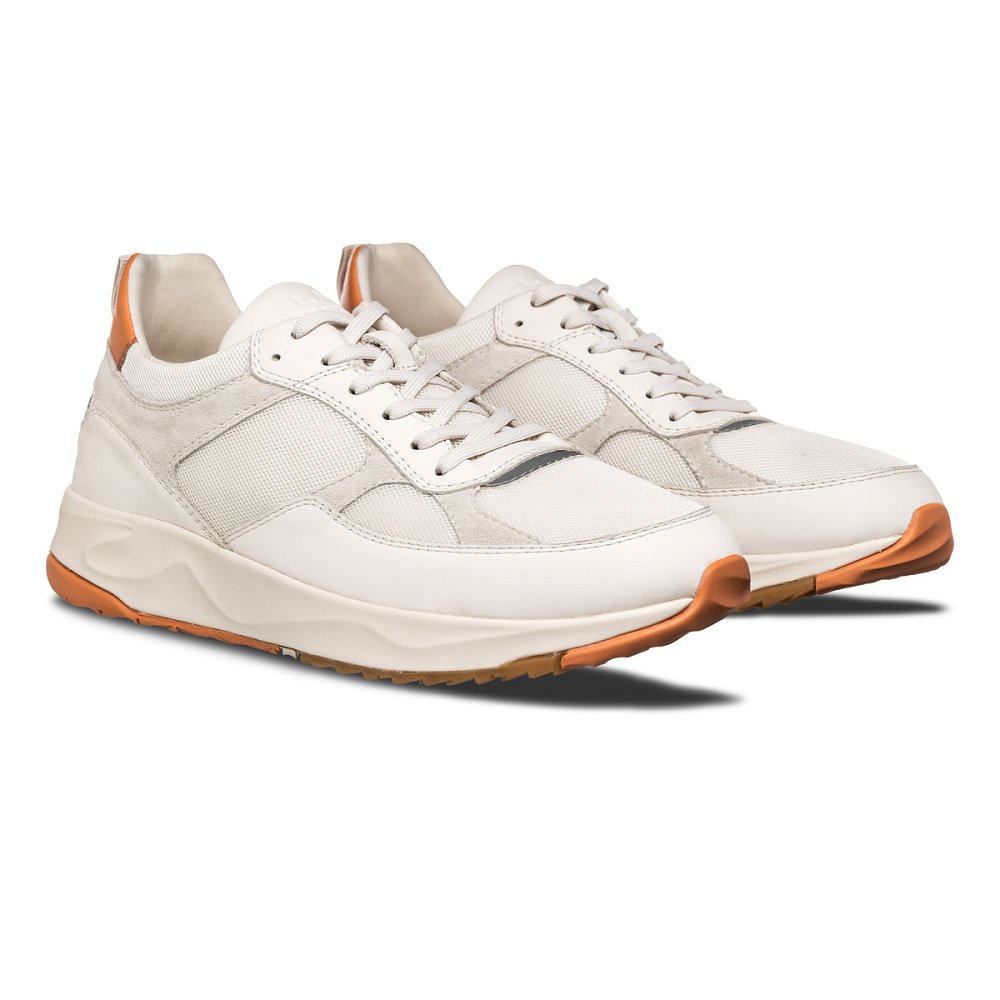 Basket CLAE Homme White Leather Tangerine - france AYS-37993187