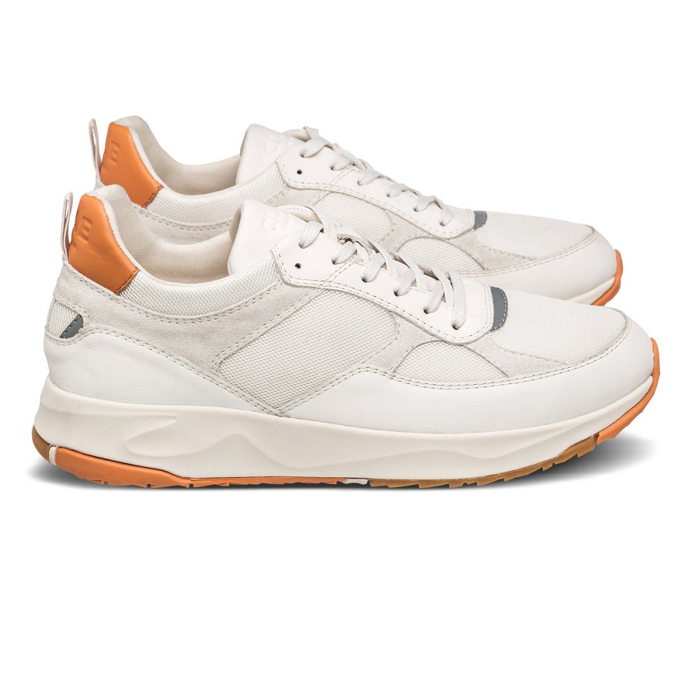 Basket CLAE Homme White Leather Tangerine - france AYS-37993187