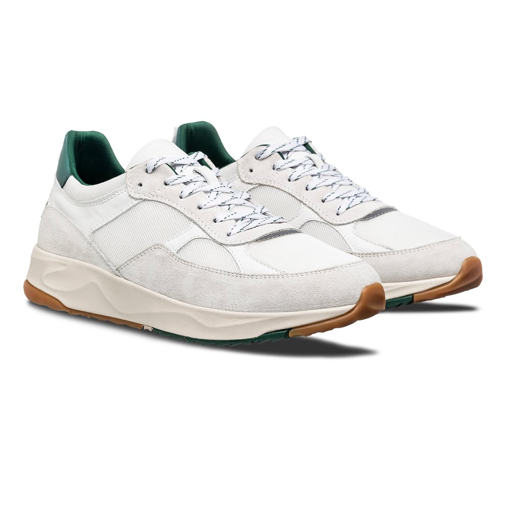 Basket CLAE Homme White Leather Trekking Green - france IFO-72172743