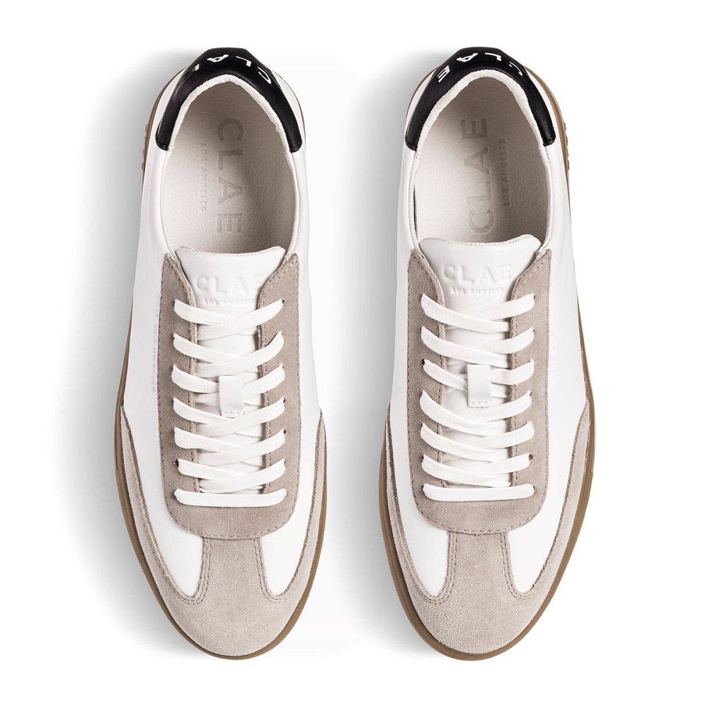 Chaussure CLAE Femme White Leather Grey Dark Gum - france WIF-94250272