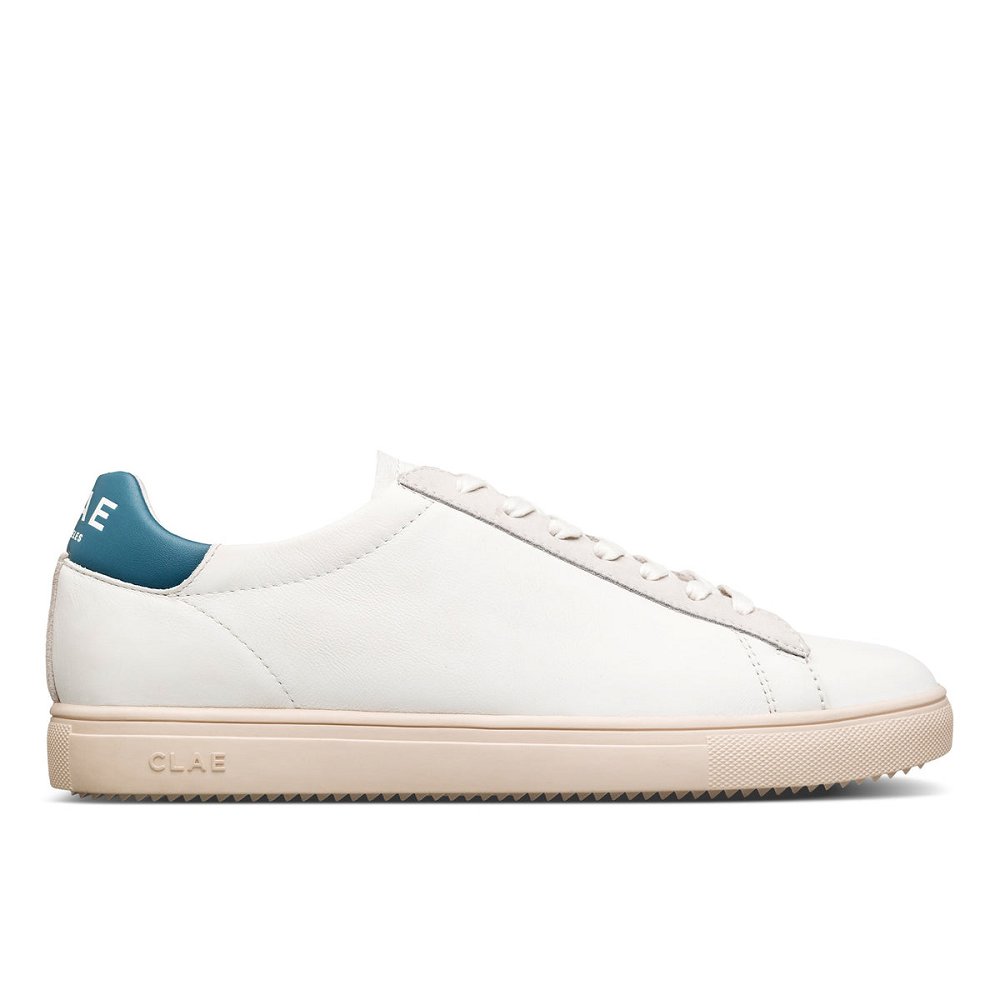 Chaussure CLAE Femme White Leather Stellar Blue - france IIT-77787319