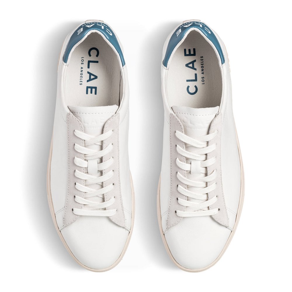 Chaussure CLAE Femme White Leather Stellar Blue - france IIT-77787319