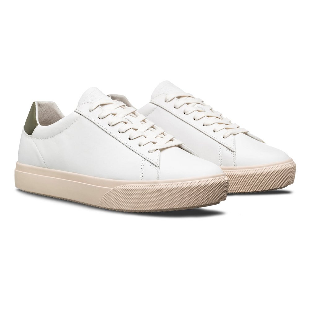 Chaussure CLAE Femme White Leather Olive - france TFY-90269364