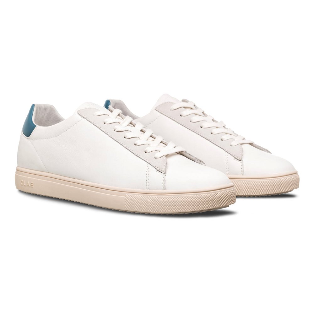 Chaussure CLAE Femme White Leather Stellar Blue - france IIT-77787319