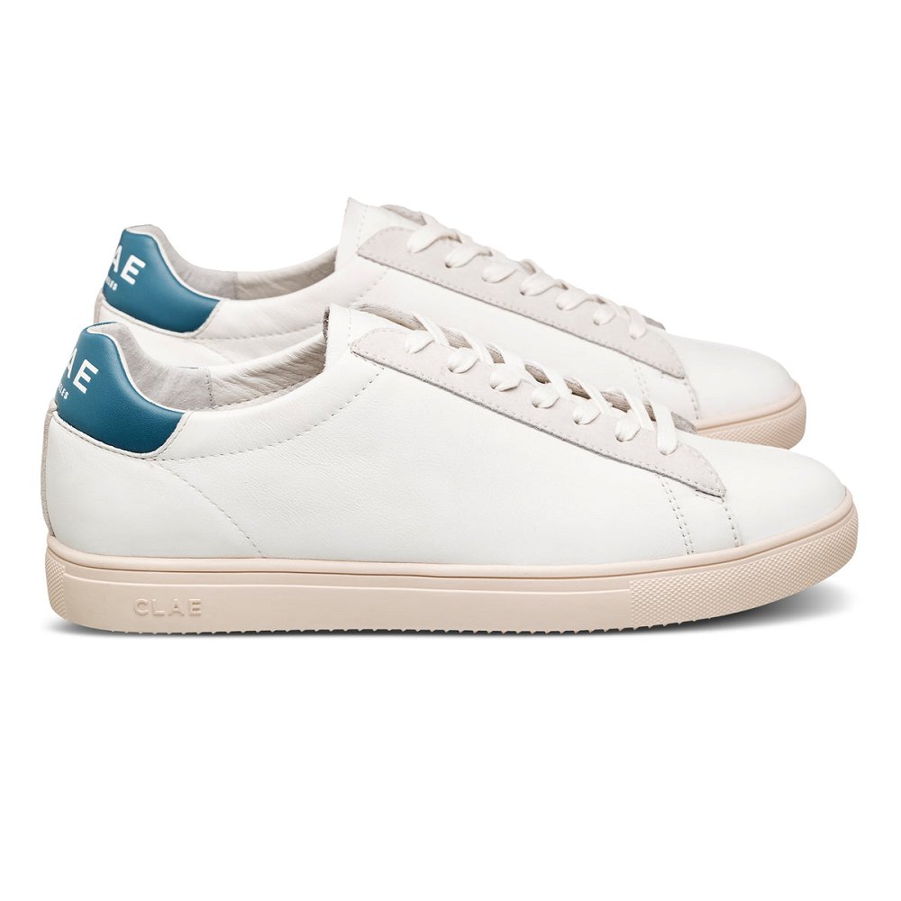 Chaussure CLAE Femme White Leather Stellar Blue - france IIT-77787319